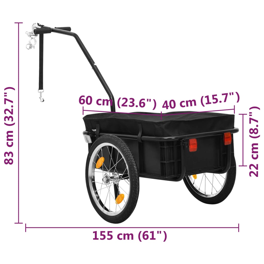 Bike Trailer/Hand Wagon 155X60X83 Cm Steel Black