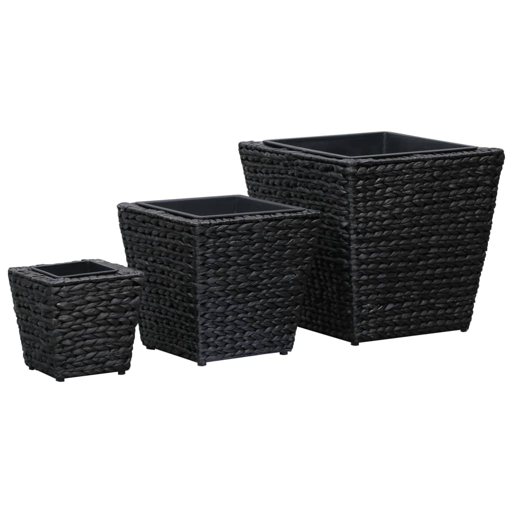 Raised Beds 3 Pcs Water Hyacinth Black