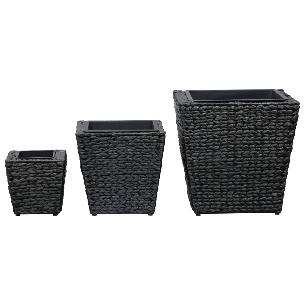 Raised Beds 3 Pcs Water Hyacinth Black