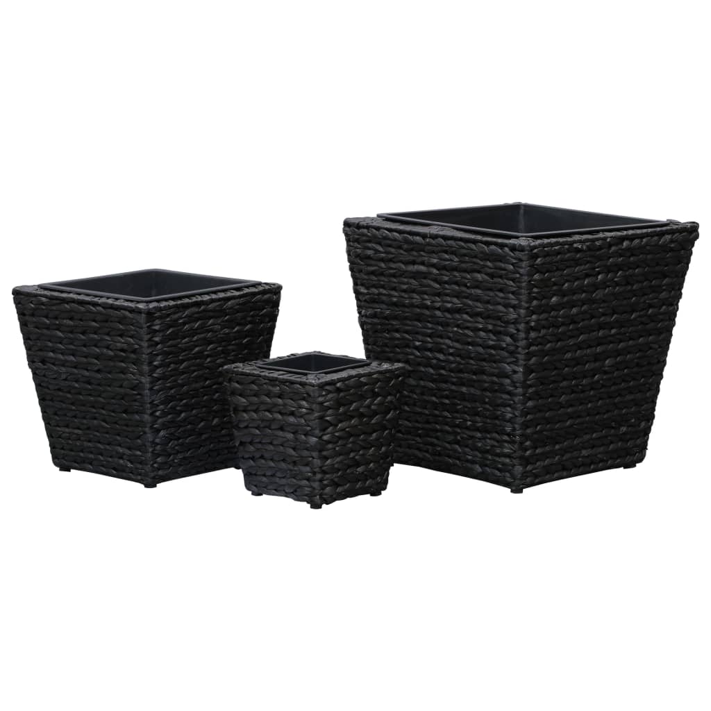 Raised Beds 3 Pcs Water Hyacinth Black