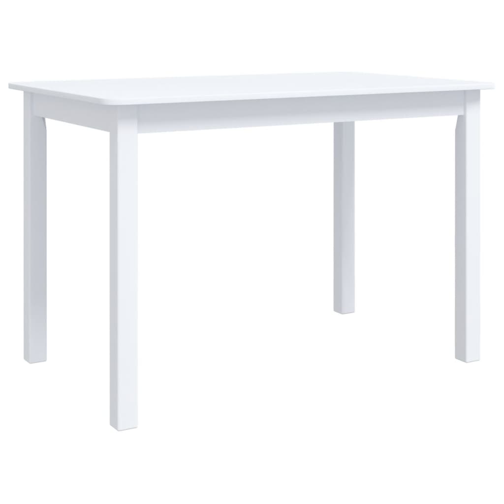 Dining Table White 114X71X75 Cm Solid Rubber Wood