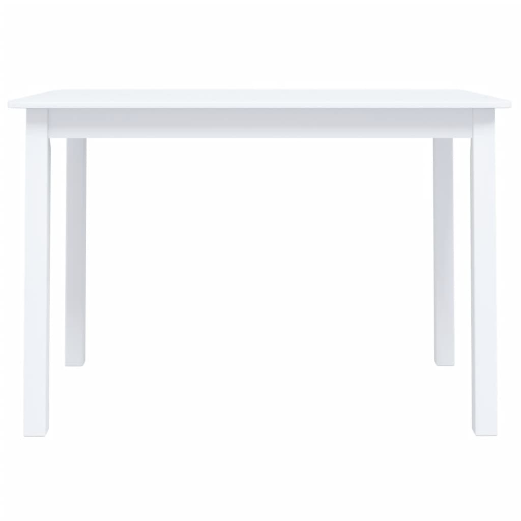 Dining Table White 114X71X75 Cm Solid Rubber Wood