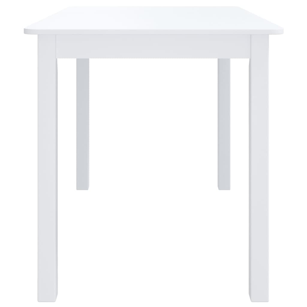 Dining Table White 114X71X75 Cm Solid Rubber Wood