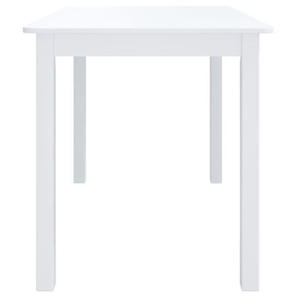 Dining Table White 114X71X75 Cm Solid Rubber Wood