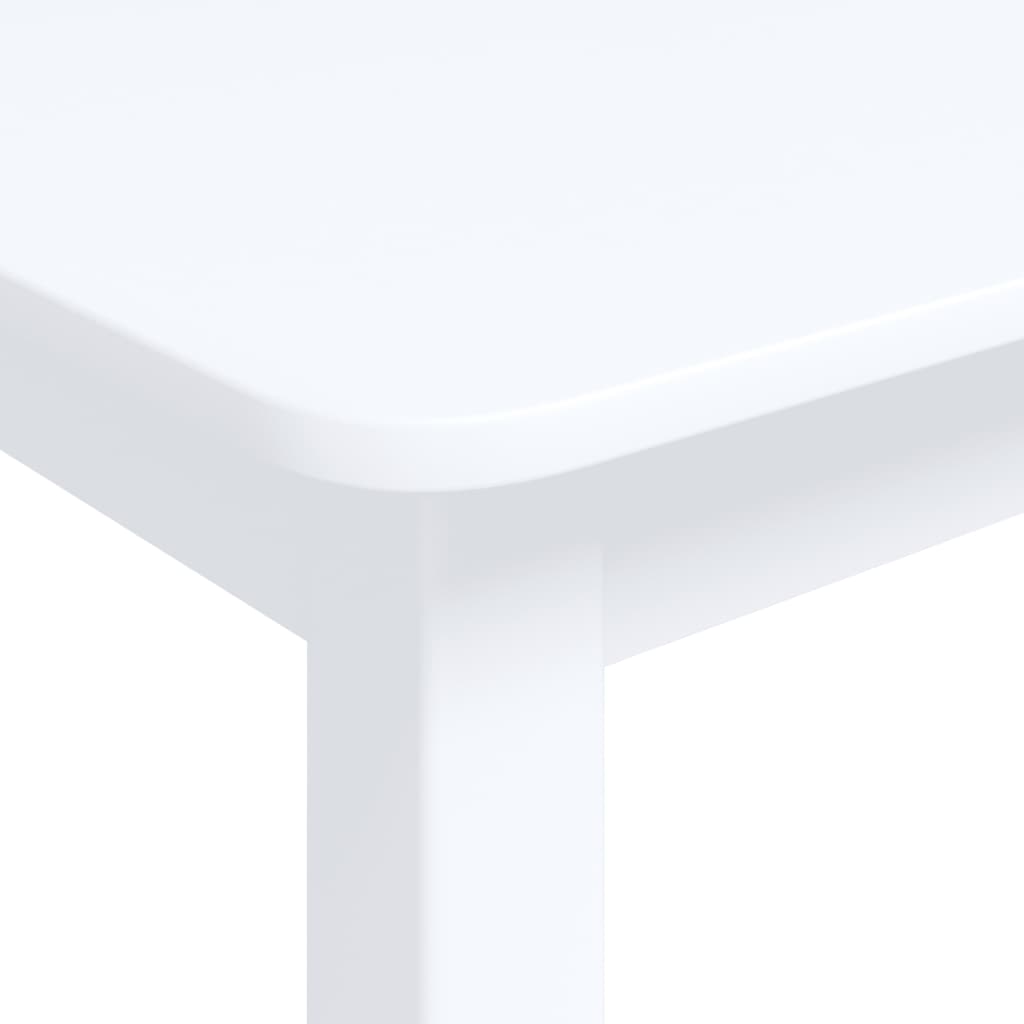 Dining Table White 114X71X75 Cm Solid Rubber Wood