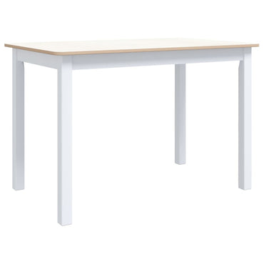 Dining Table White And Brown 114X71X75 Cm Solid Rubber Wood