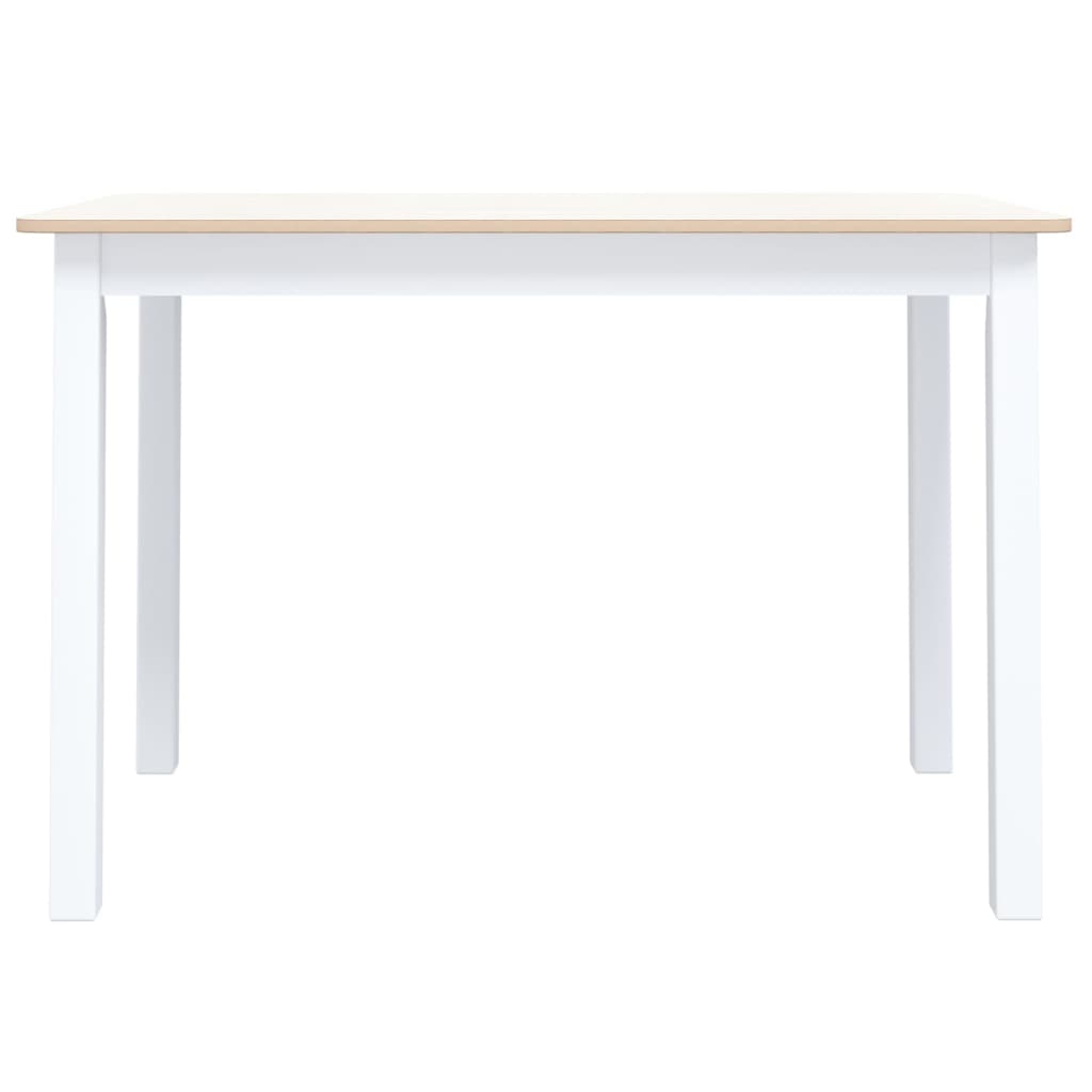 Dining Table White And Brown 114X71X75 Cm Solid Rubber Wood