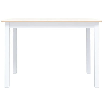 Dining Table White And Brown 114X71X75 Cm Solid Rubber Wood