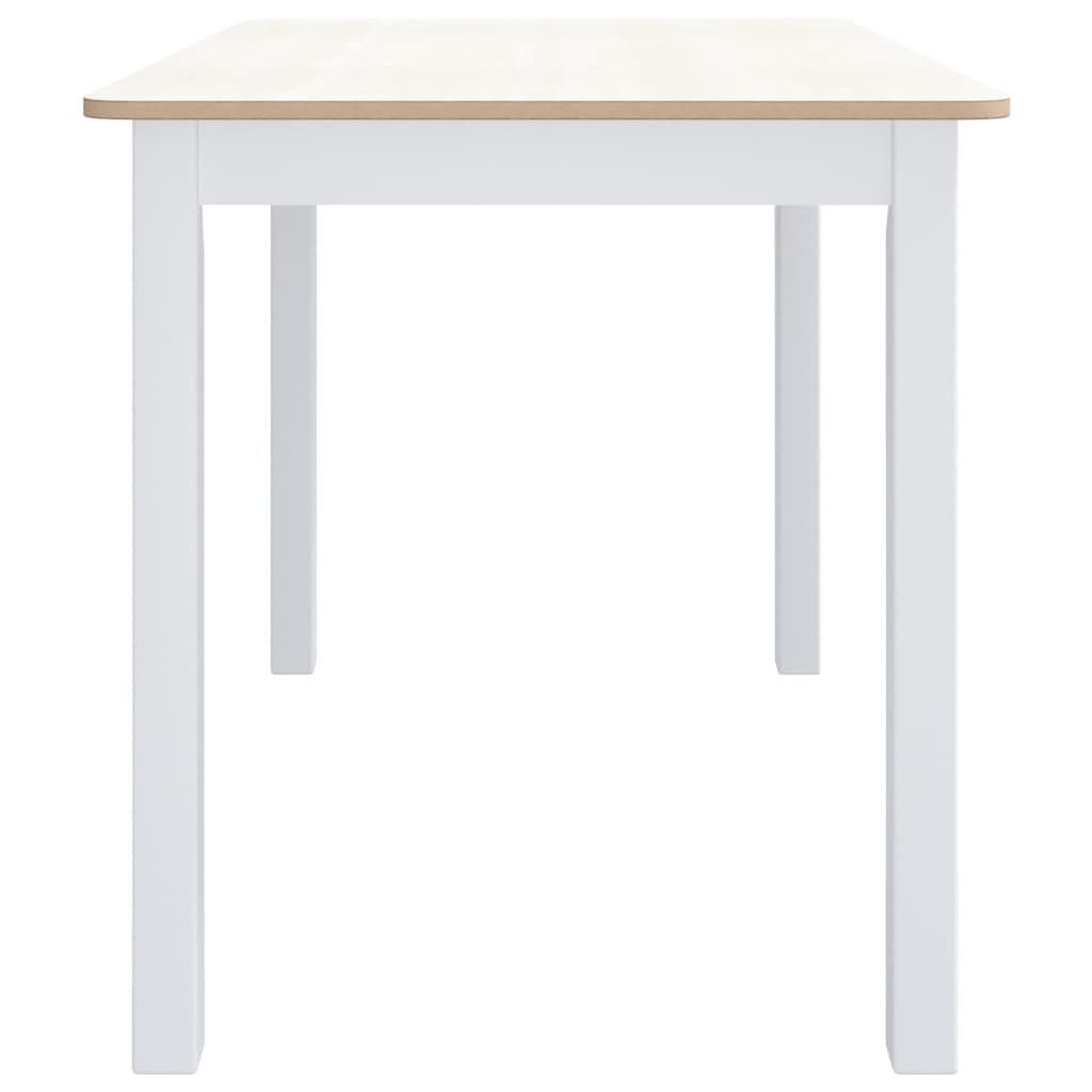 Dining Table White And Brown 114X71X75 Cm Solid Rubber Wood