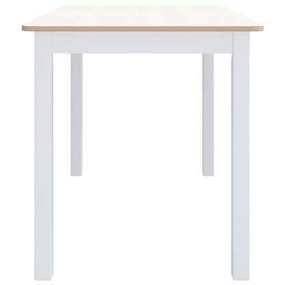 Dining Table White And Brown 114X71X75 Cm Solid Rubber Wood