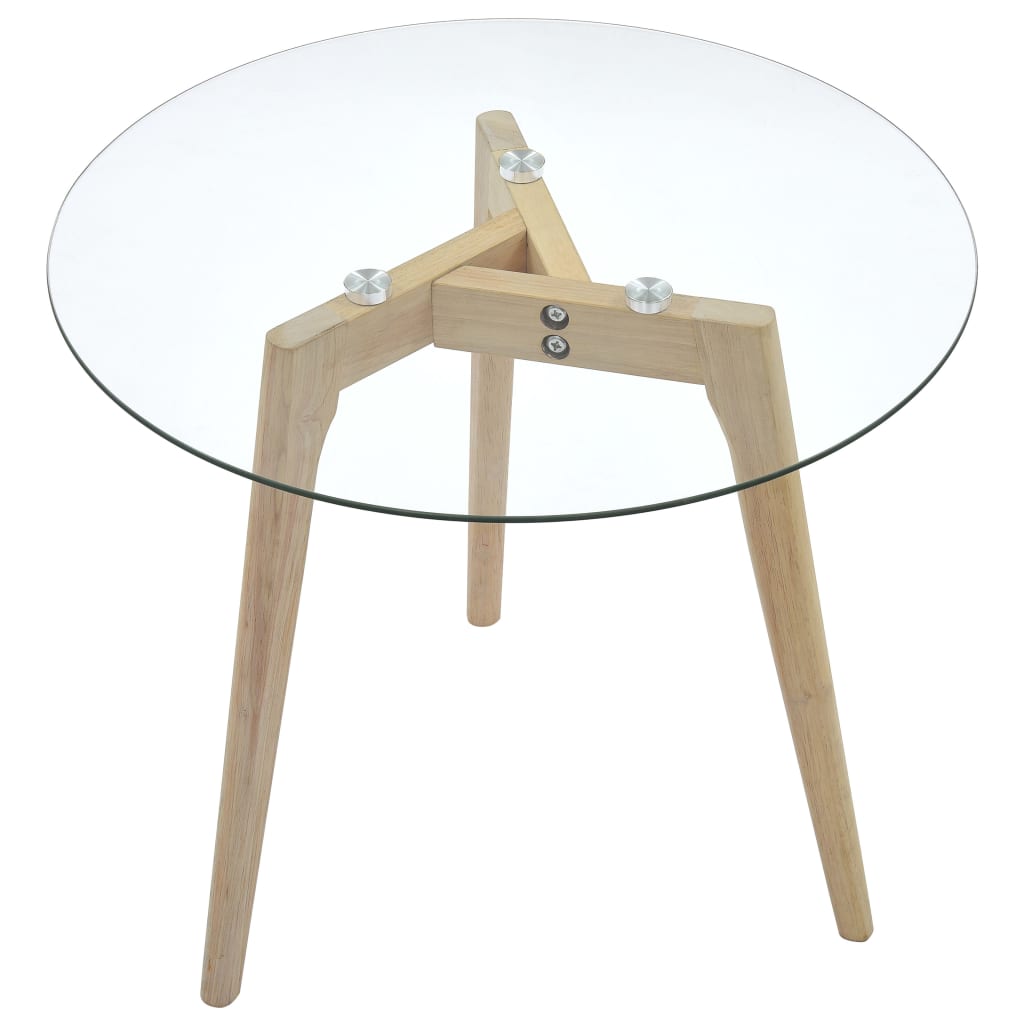 Side Table Set 2 Pcs Tempered Glass