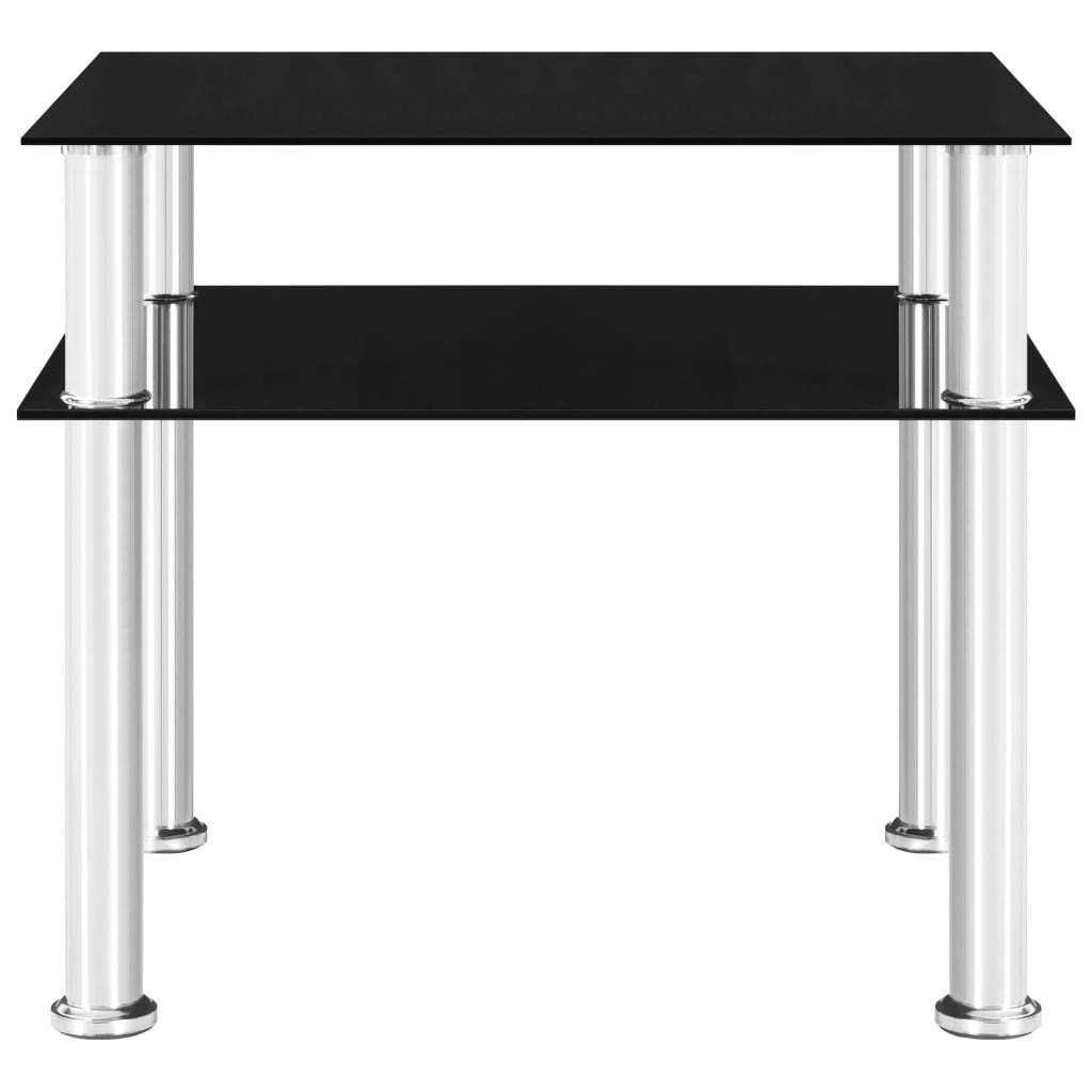 Side Table Black 45X50X45 Cm Tempered Glass