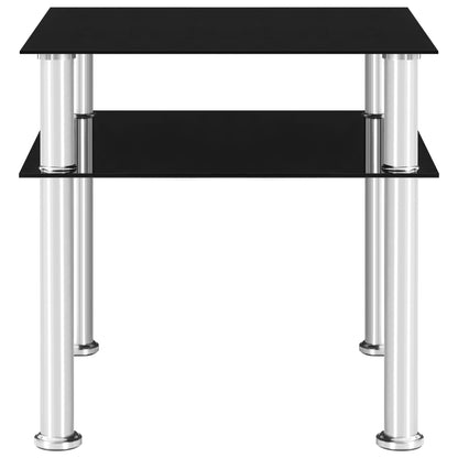 Side Table Black 45X50X45 Cm Tempered Glass