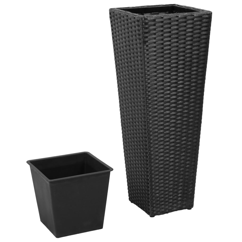 Garden Raised Beds 3 Pcs Poly Rattan Black