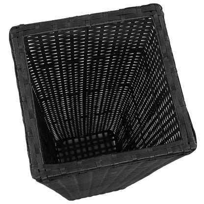 Garden Raised Beds 3 Pcs Poly Rattan Black