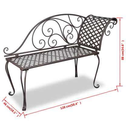 Garden Chaise Lounge 128 Cm Steel Antique Brown