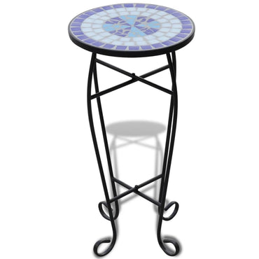 Mosaic Side Table Plant Table Blue White