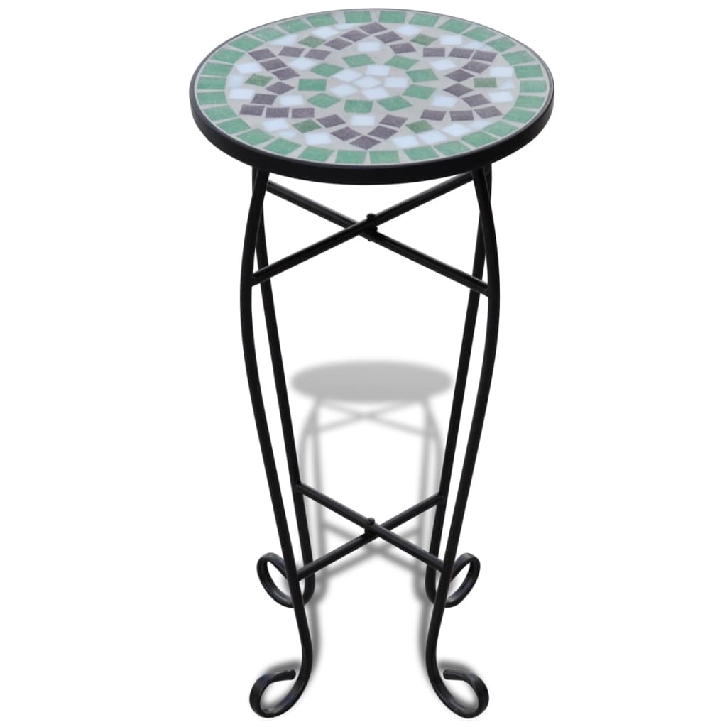 Mosaic Side Table Plant Table Green White