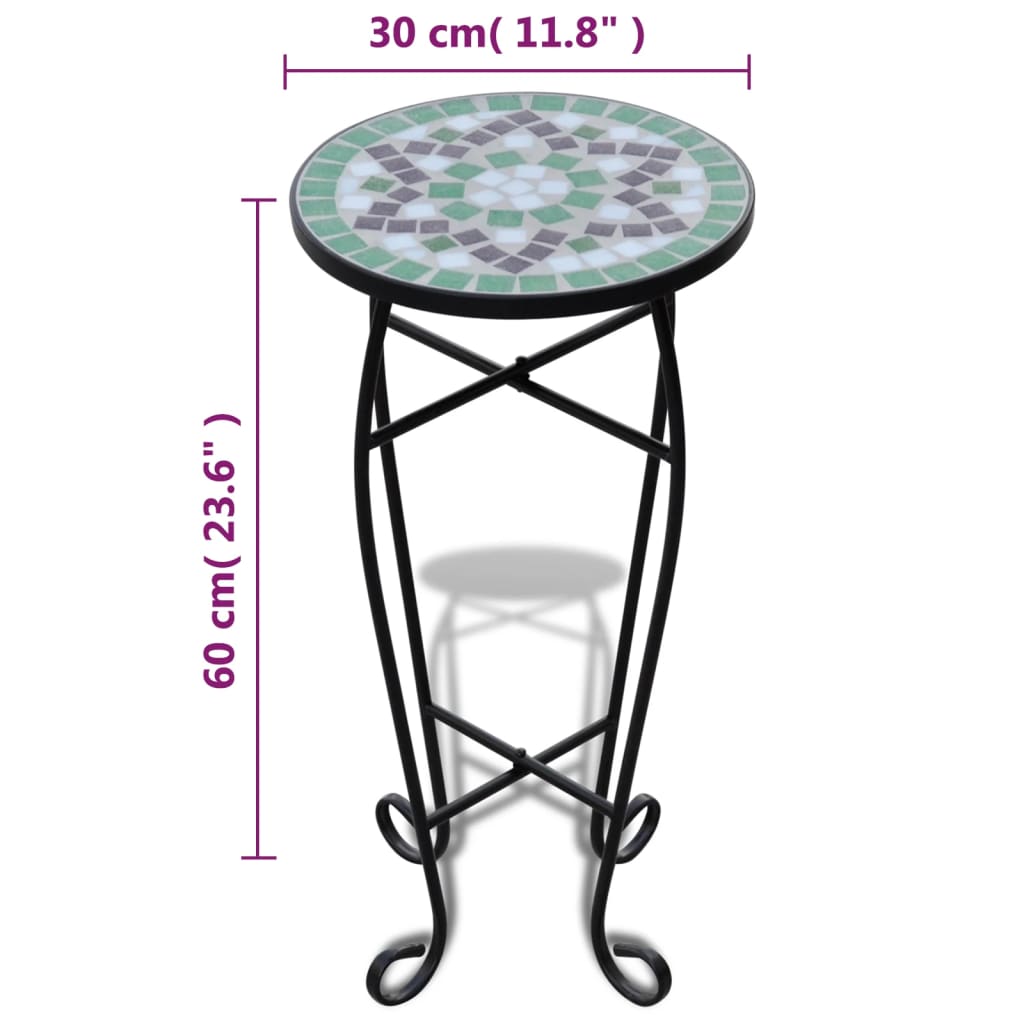 Mosaic Side Table Plant Table Green White