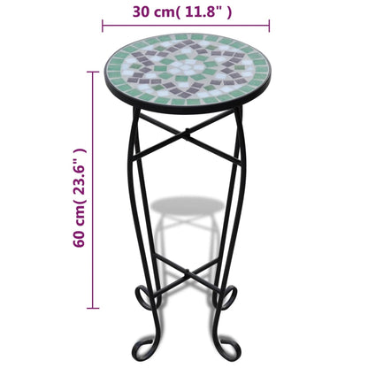 Mosaic Side Table Plant Table Green White