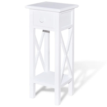 Side Table With Drawer White