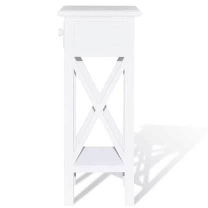 Side Table With Drawer White