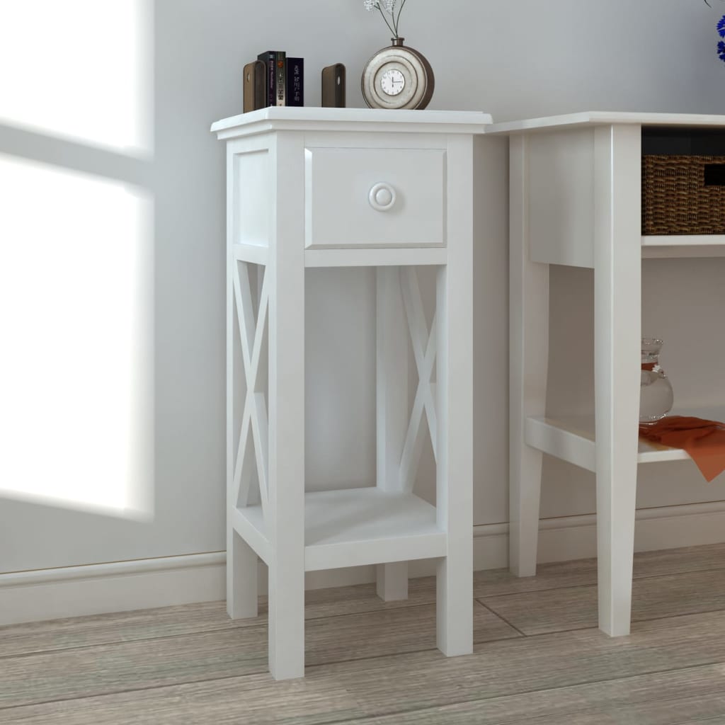 Side Table With Drawer White