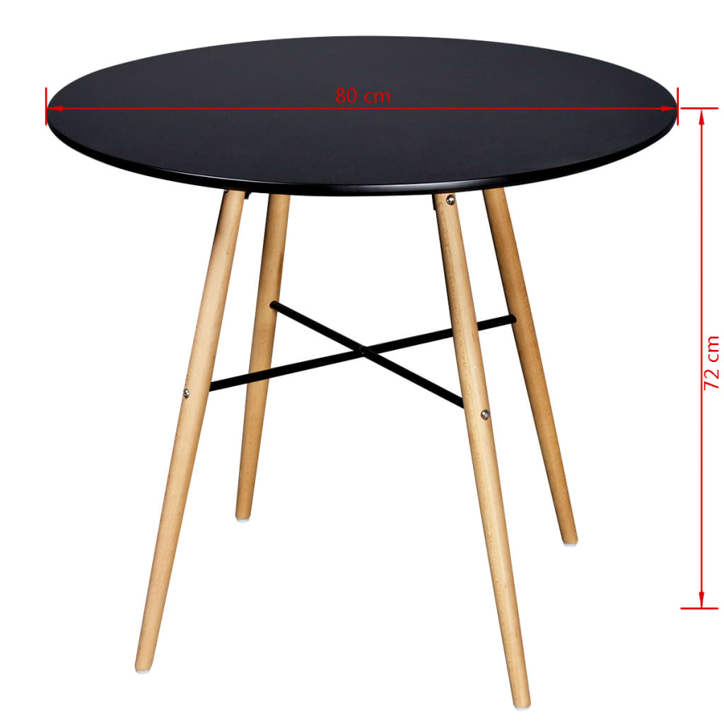 Dining Table Mdf Round Black