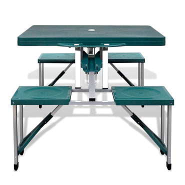 Foldable Camping Table Set With 4 Stools Aluminium Extra Light Green