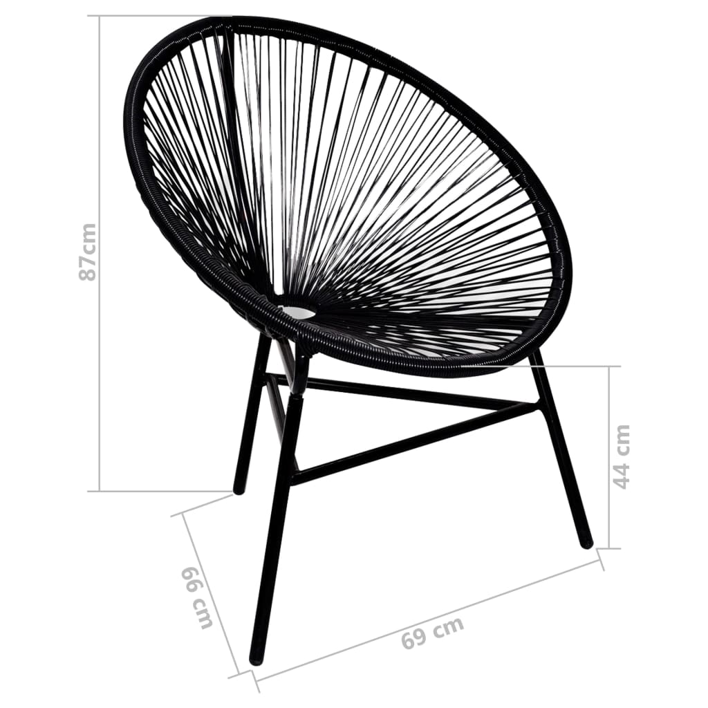 Garden Moon Chair Poly Rattan Black