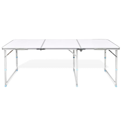 Foldable Camping Table Height Adjustable Aluminium 180 X 60 Cm