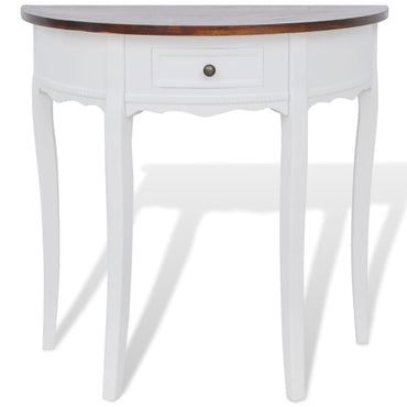 Console Table With Drawer And Brown Top Half-Round