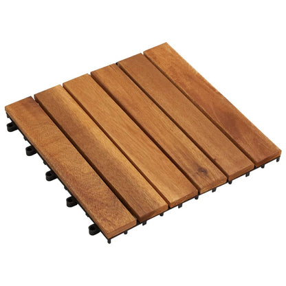 10 Pcs Acacia Decking Tiles 30 X 30 Cm Vertical Pattern