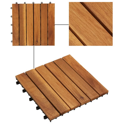 10 Pcs Acacia Decking Tiles 30 X 30 Cm Vertical Pattern