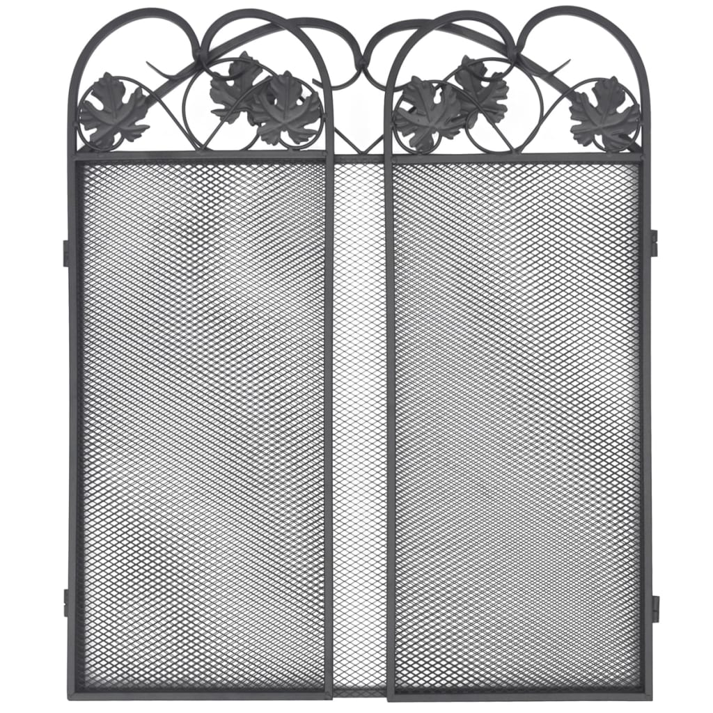 3-Panel Fireplace Screen Iron Black