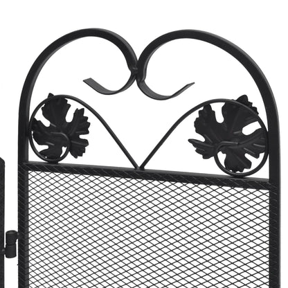 3-Panel Fireplace Screen Iron Black