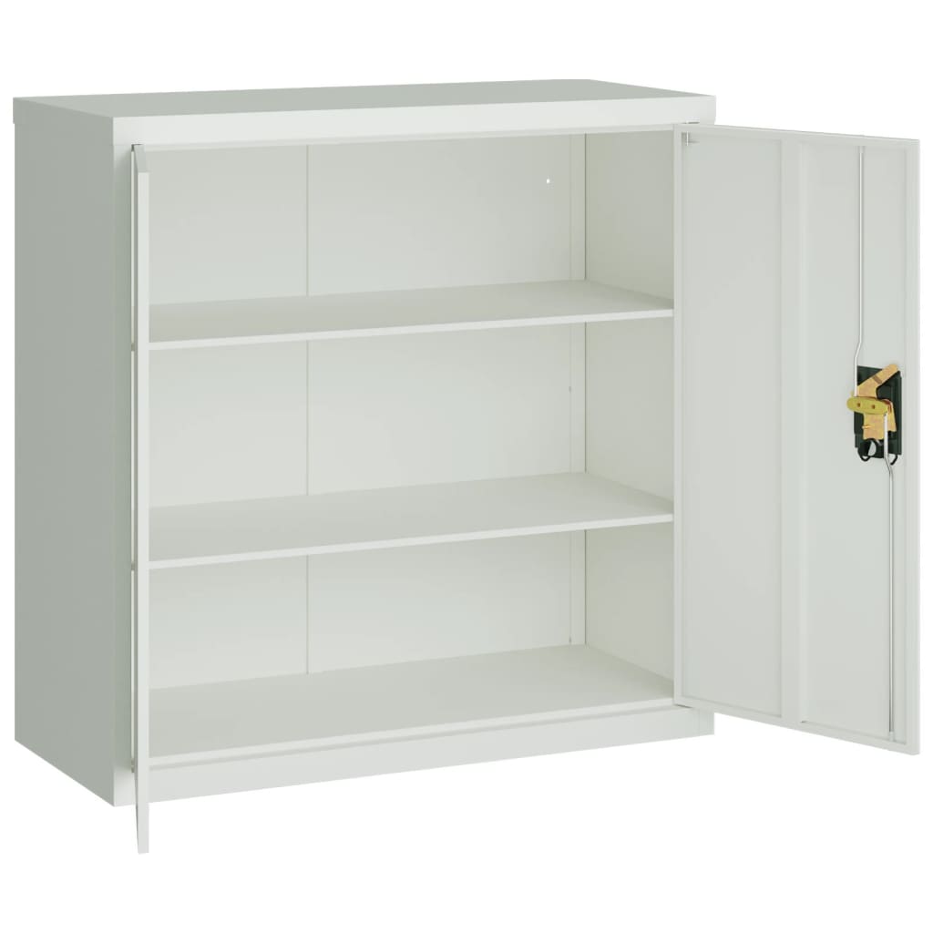 Office Cabinet With 2 Doors Grey 90 Cm Steel