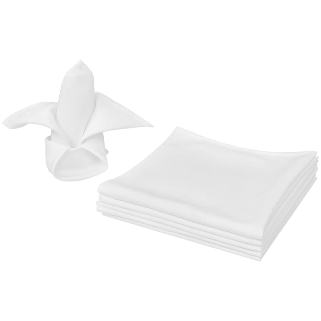 10 Dinner Napkins White 50 X 50 Cm