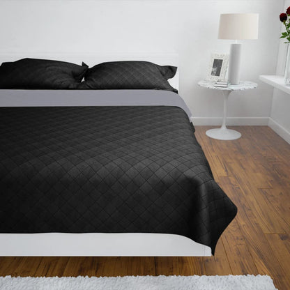 Double-Sided Quilted Bedspread Black/Grey 170 X 210 Cm