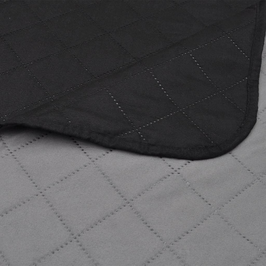 Double-Sided Quilted Bedspread Black/Grey 220 X 240 Cm