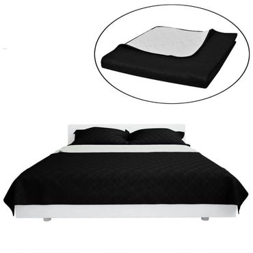 Double-Sided Quilted Bedspread Black/White 220 X 240 Cm