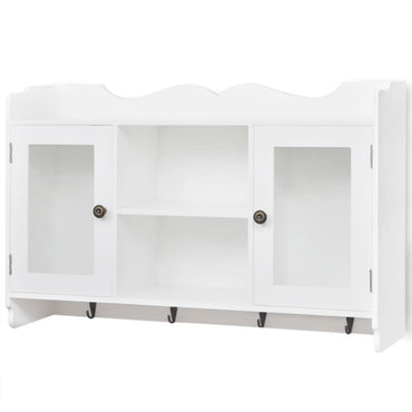 White Mdf Wall Cabinet Display Shelf Book/Dvd/Glass Storage