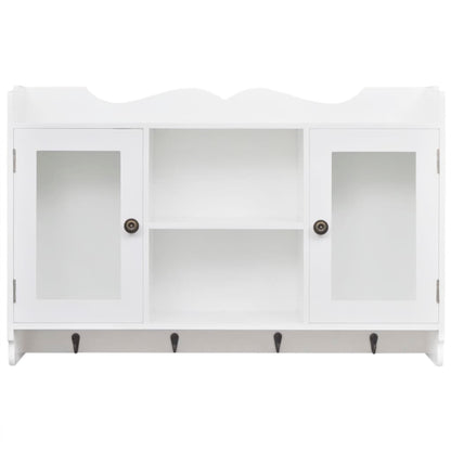 White Mdf Wall Cabinet Display Shelf Book/Dvd/Glass Storage