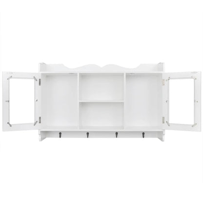 White Mdf Wall Cabinet Display Shelf Book/Dvd/Glass Storage