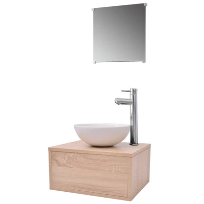 Four Piece Bathroom Furniture Set With Basin With Tap Beige