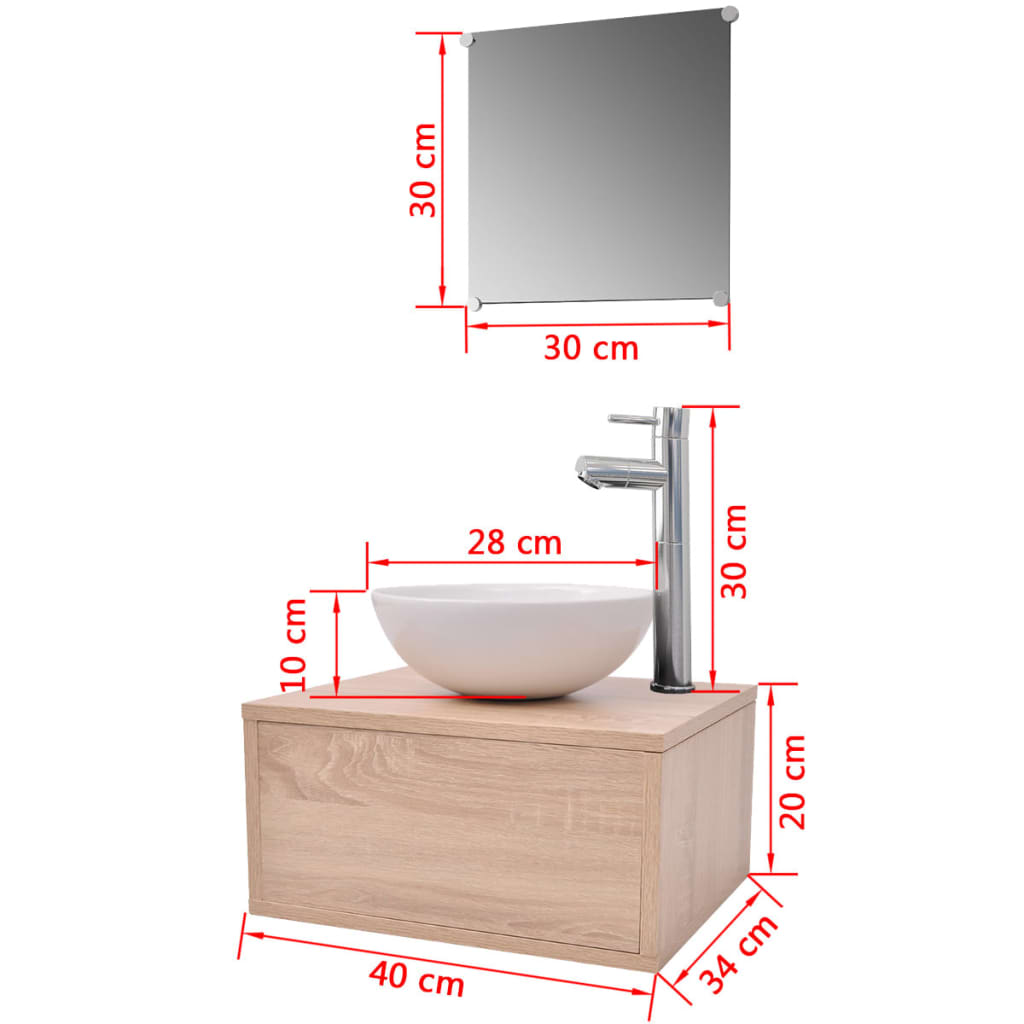 Four Piece Bathroom Furniture Set With Basin With Tap Beige