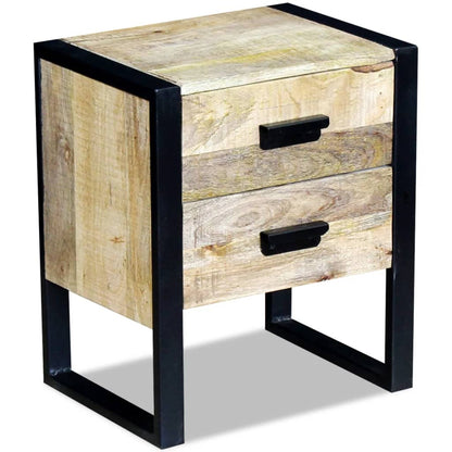 Side Table With 2 Drawers Solid Mango Wood 43X33X51 Cm