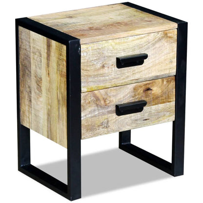 Side Table With 2 Drawers Solid Mango Wood 43X33X51 Cm