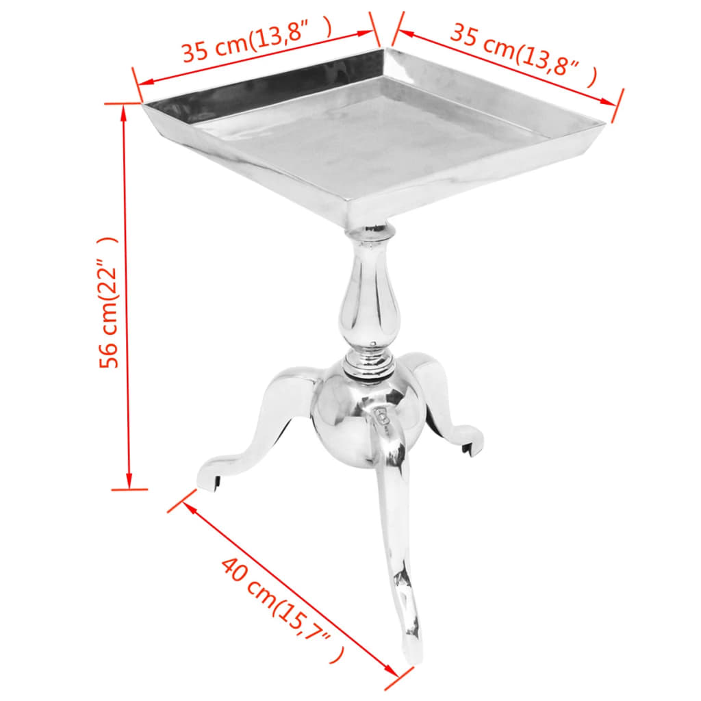 Side Table Square Aluminium Silver