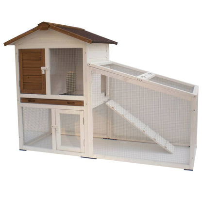 @Pet Rabbit Hutch Tommy White And Brown 140X65X100 Cm 20072